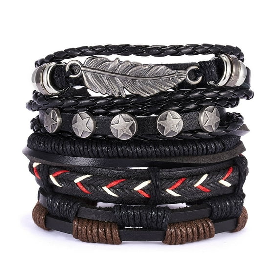 Faty-T Genuine Leather Tree of life Bracelets Men Women, Natural Stone Lava Rock Beads Ethnic Tribal Elastic Bracelets Wristbands
