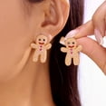 thumbnail image 1 of Faty-T Gingerbread for Man Rhinestone Earrings for Women - Sparkling -Adorned Gingerbread Cookie Dangle Earrings with Icing-Like Bezel Setting, 1 of 8