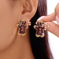 thumbnail image 1 of Faty-T Gingerbread for Man Rhinestone Earrings for Women - Sparkling -Adorned Gingerbread Cookie Dangle Earrings with Icing-Like Bezel Setting, 1 of 8
