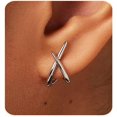 thumbnail image 1 of Faty-T Gold Earrings For Women 14k Gold Plated X Cubic Zirconia Stud Earrings Hypoallergenic Trendy Dainty Simple Minimalist Jewelry Gifts for Her, 1 of 7