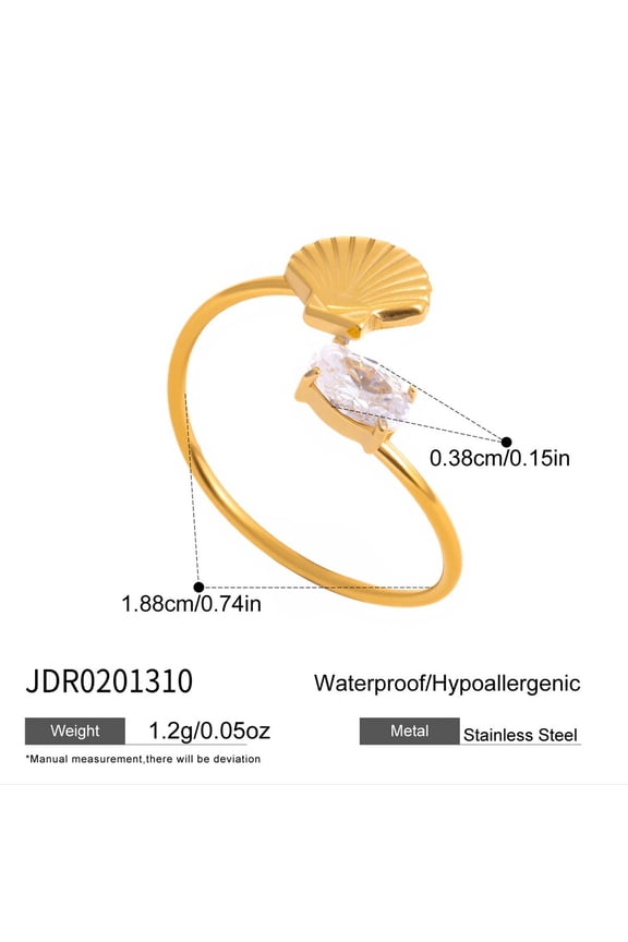 Gold Seashell Rings for Women, Stylish Golden Adjustable Ocean Beachy Jewelry Shell Wave Starfish Rings Perfect Gifts and Decoration Accessories Stuff for Summer Beach Daily Wear