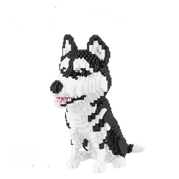 Faty-T Husky Mini Building Blocks, 1900 pcs Cute Animal Micro Mini Building DIY 3D Bricks Kit for Adults(16042 Husky)
