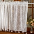 thumbnail image 1 of Faty-T Kitchen Curtains 24 Inch Length Tier Curtain, Checkered Small Cafe Curtain with Tassels, Light Filtering Short Window Curtains for Bathroom Basement, 1 of 7