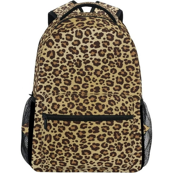 Faty-T Leopard Print Brown Stylish Backpack Purse for Women Girls Kids School Personalized Laptop iPad Tablet Travel School Bag with Multiple Pockets
