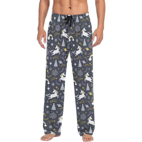 Faty-T Men's Pajama Pants Christmas Winter Elastic Waistband Soft Lightweight Sleep Lounge Pajama Bottoms with Pockets,S-XXL