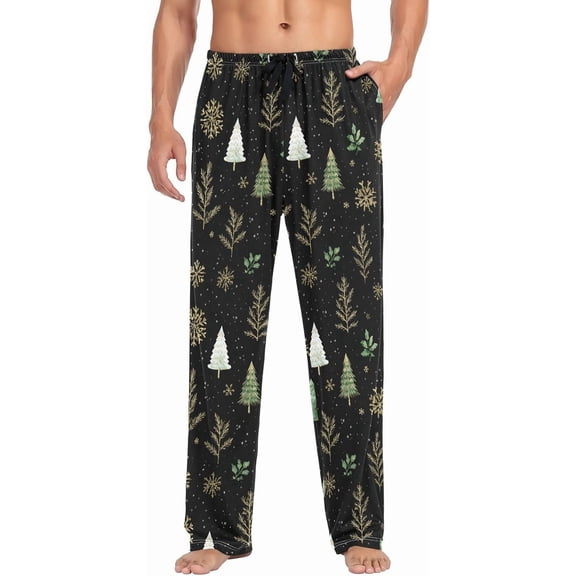 Faty-T Mens Pajama Pants Christmas Tree Print Pajama Bottoms Lightweight Pajama Pants Basics Sleep Pajama Lounge Pant