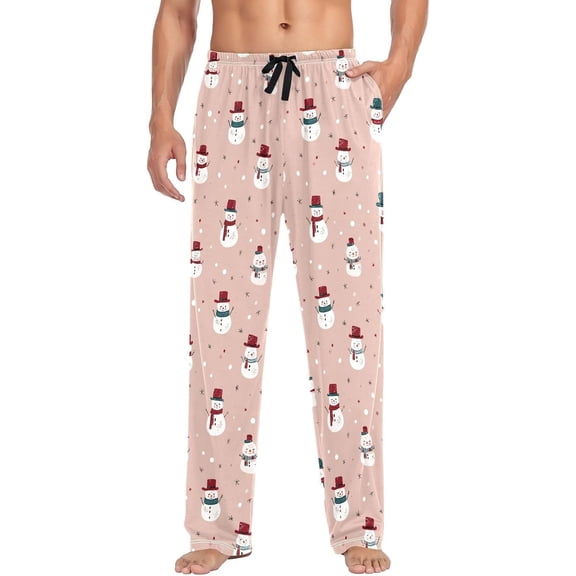 Faty-T Mens Pajama Pants Cute Christmas Snowman Hat Pajama Bottoms Lightweight Pajama Pants Basics Sleep Pajama Lounge Pant