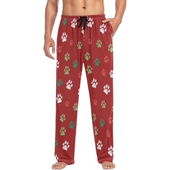 Faty-T Mens Pajama Pants Green Animal Paws Pajama Bottoms Lightweight Pajama Pants Basics Sleep Pajama Lounge Pant