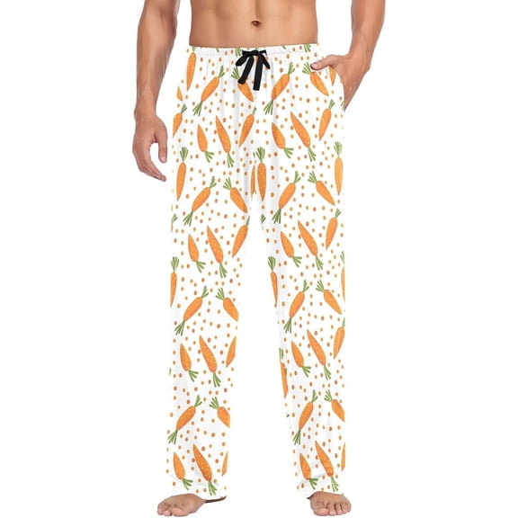 Faty-T Mens Pajama Pants Pajama Bottoms Lightweight Pajama Pants Basics Sleep Pajama Lounge Pant (S-XXL) Carrots and Orange Polka Dots pattern