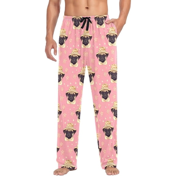 Faty-T Mens Pajama Pants Pajama Bottoms Lightweight Pajama Pants Basics Sleep Pajama Lounge Pant (S-XXL) Funny Puppy Pug Design