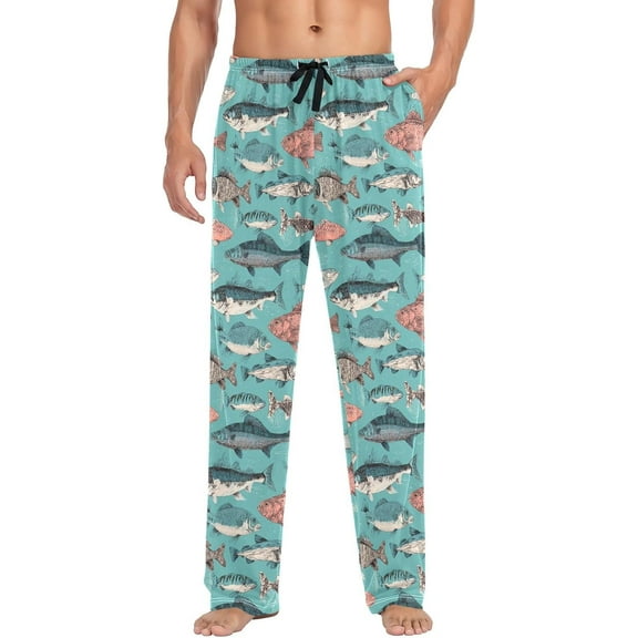 Faty-T Mens Pajama Pants Vintage Various Fish Pajama Bottoms Lightweight Pajama Pants Basics Sleep Pajama Lounge Pant
