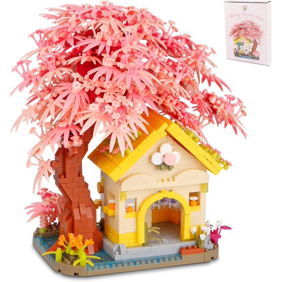 Faty-T Mini Cherry Blossom Bonsai Tree Building Sets, 1500pcs Mini Bricks Sakura Cherry Blossom Tree House Building Sets Gift for Teens, Adult (1500pcs)