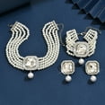 thumbnail image 1 of Faty-T Pearl Choker Necklace for Women Gold Crystal Rhinestone Pearl Collar Statement Necklaces Earrings Bridal Pearls Diamond jewelry Set for Wedding, 1 of 9