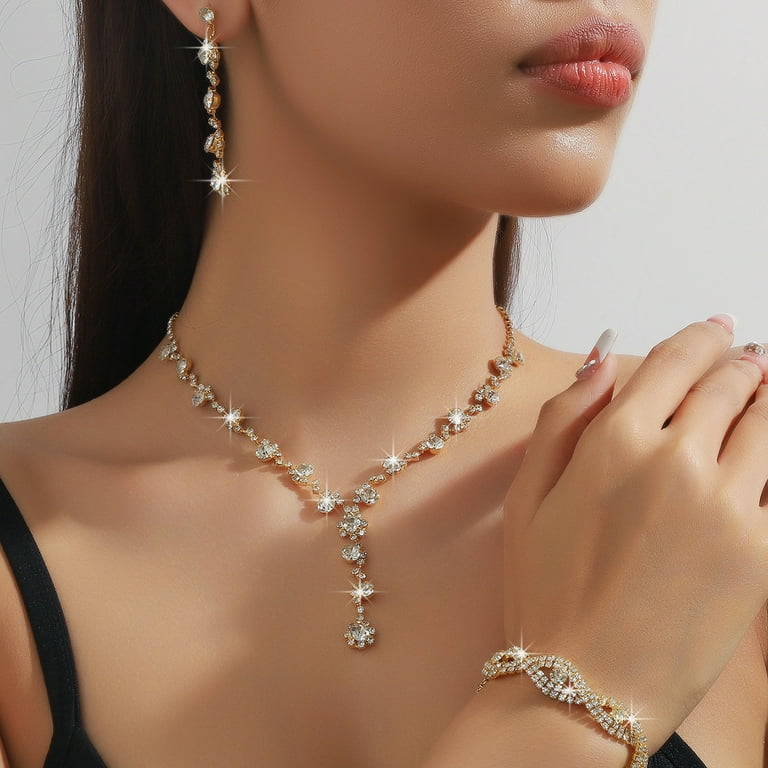 Faty-T Prom Jewelry Sets Silver Jewelry Set for Brides Bridesmaid - Main Image