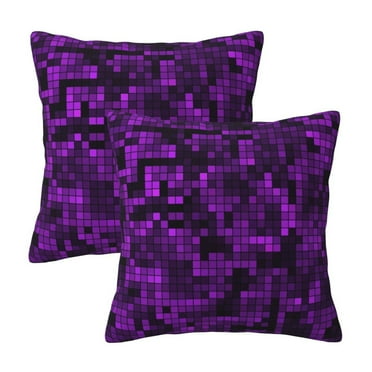 Faty-T Purple Mosaic Pillow Covers 12 x 12 Inch Set of 2 Soft Decorative Throw Pillow Cover For Bedroom Sofa Living Room