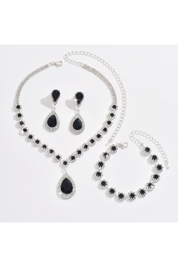 Rhinestone Gold Jewelry Sets Bridal Wedding Necklace Earrings Set Diamond Prom Formal Statement Jewelry Set for Women and Brides