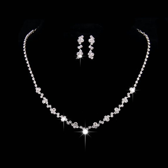 Faty-T Rhinestone Gold Jewelry Sets Infinity Bridal Wedding Necklace Earrings Set Indian Formal Prom Costume Jewelry Set for Women and Brides