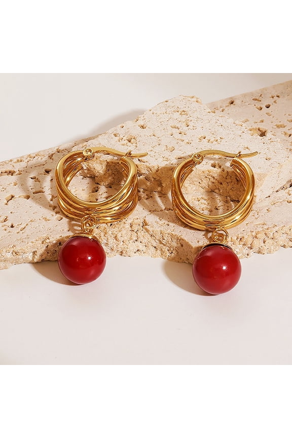 Round Ball Drop Dangle Earrings Rose Quartz Stone Earrings Natural Agate Bead Jade Drop Earrings for Women