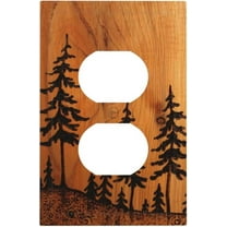 Faty-T Rustic Wood Print Pine Tree Print 1-Gang Duplex Outlet Light Switch Plastic Decorative Switch Plate Covers Wall Plates For Kitchen Bathroom Home Decor