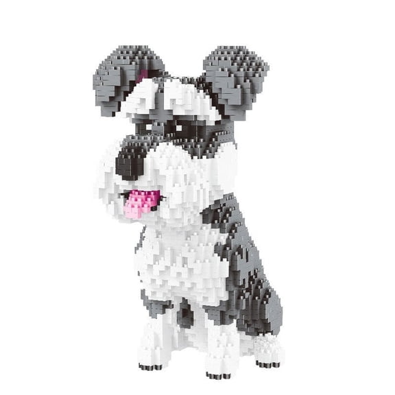 Faty-T Schnauzer Mini Building Blocks, 2100 pcs Cute Animal Micro Mini Building DIY 3D Bricks Kit for Adults (16049 Schnauzer)