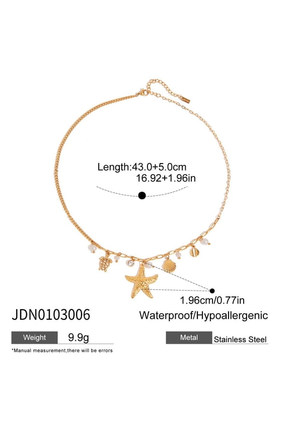 Shell Necklace Shell Conch Starfish Charm Necklace Boho Summer Necklaces Beach Jewelry for Women