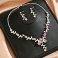 thumbnail image 1 of Faty-T Silver Bride Wedding Jewelry Sets Flower Crystal Bridal Necklace Earrings Set Leaf Prom Costume Jewelry Set Rhinestone Choker Necklace for Women and Brides, 1 of 12