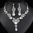 thumbnail image 1 of Faty-T Silver Necklace Earrings Set Crystal Bridal Wedding Jewelry Sets Rhinestone Choker Necklace for Women and Brides, 1 of 21