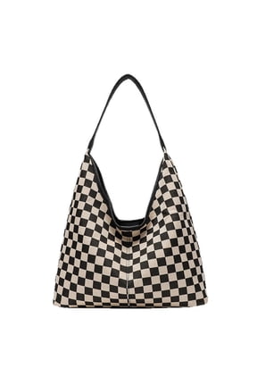 Slouchy Shoulder Bag Checkered Y2K Hobo Tote Bag for Women Vintage Checkerboard Large Capacity Crossbody Purse Casual Retro for Mom,Women