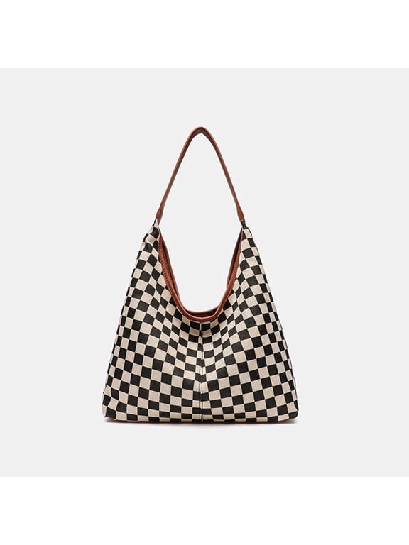 Slouchy Shoulder Bag Checkered Y2K Hobo Tote Bag for Women Vintage Checkerboard Large Capacity Crossbody Purse Casual Retro for Mom,Women
