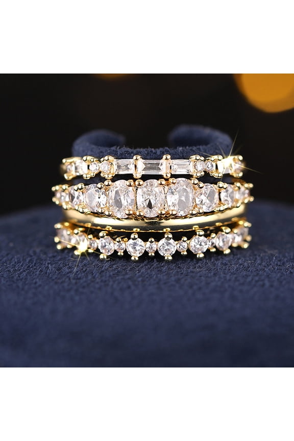 Stackable Gold Rings for Women Non Tarnish Dainty 14K Gold Plated Stacking Cubic Zirconia Thumb Ring Set Trendy Statement Promise Wedding Bands Engagement Rings for Women