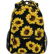 Faty-T Sunflower Print Floral Backpack Purse for Women Laptop iPad Tablet Travel School Bag w/Multiple Pockets