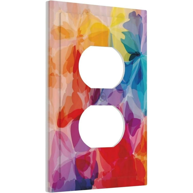 FatyT Vibrant Colors Floral Print 1 Gang Duplex Electrical Receptacle