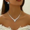 thumbnail image 1 of Faty-T Wedding Jewelry Sets for Brides Dainty Silver Heart Necklace Earrings Set Crystal Heart Choker Necklace Dangle Earrings Trendy Party Prom Jewelry Gift, 1 of 5