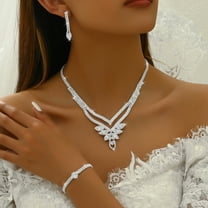 Faty-T Women's Bridal Jewelry Set for Wedding Brides Bridesmaids, Elegant Prom Costume Necklace and Earring Jewelry Set for Women Evening Wear