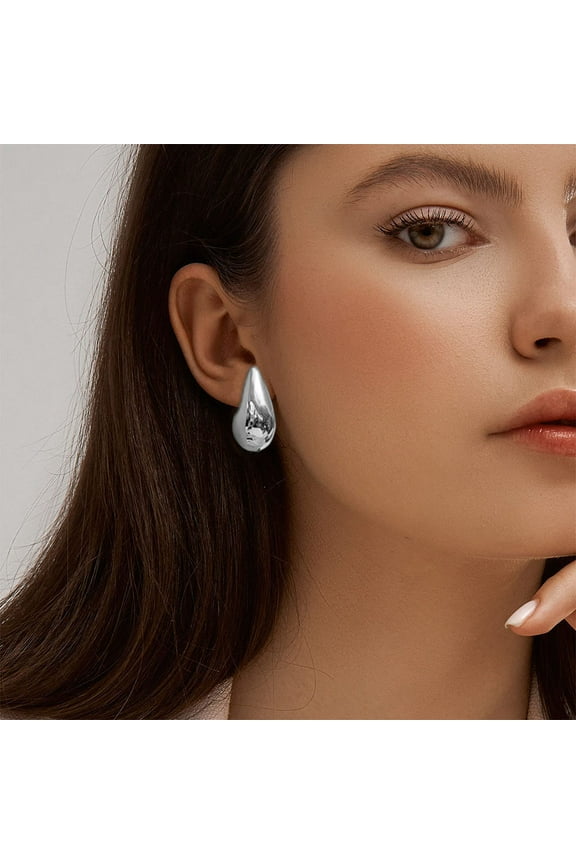 𝐆𝐨𝐥𝐝 𝐓𝐞𝐚𝐫𝐝𝐫𝐨𝐩 𝐄𝐚𝐫𝐫𝐢𝐧𝐠𝐬 chunky 𝐆𝐨𝐥𝐝 Drop 𝐄𝐚𝐫𝐫𝐢𝐧𝐠𝐬 for Women Trendy Hypoallergenic Stud Post hoop Earrings Jewelry Silver
