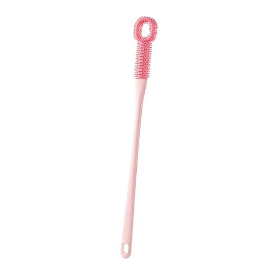 Kuntesetty Toe Cleaning Brush Silicone Long Handle Feet Cleaner for Bath Shower Elderly Pink Long Bristled