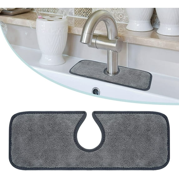 Faucet Absorbent Mat, Kitchen Faucet Sink Splash Guard, Microfiber Cloth Faucet Splash Catcher, Water Absorbent Mat Behind Faucet, Faucet Mat for Kitchen Sink Machine Washable, 14.9" x 5.1"