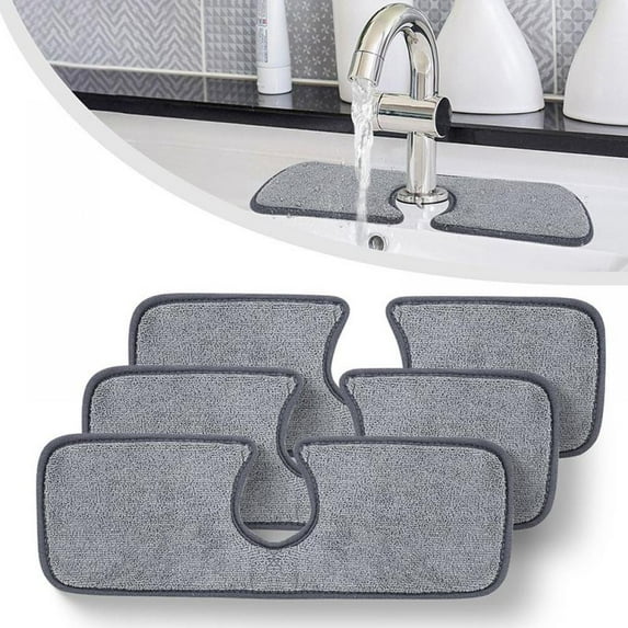 Faucet Absorbent Mat Kitchen Faucet Sink Splash Guard Sink Protector Towel Mat Dish Drying Mat Pads for Kitchen Bathroom (3 Pieces,15 x 5 Inch)