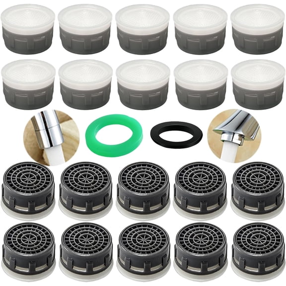 Faucet Aerator 1.2 GPM Flow Restrictor Plug-In Faucet Aerator Replacement Parts for Bathroom or Kitchen (white 20 Pieces)