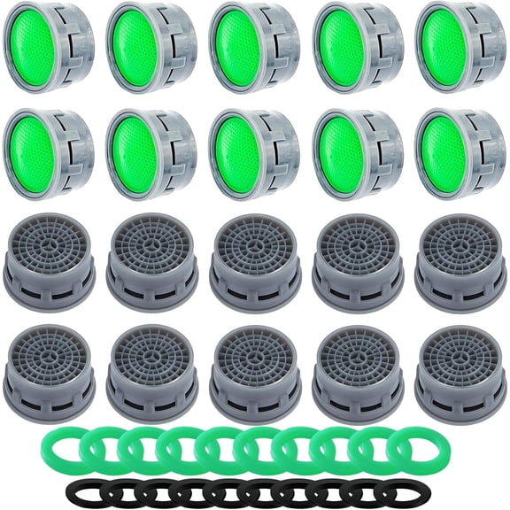 Faucet Aerator, 1.5 GPM Flow Restrictor Insert, Faucet Aerator Replacement Part for Bathroom or Kitchen Faucet Filter, Fits Male and Female Faucet Aerators with Washers (20 Pcs)