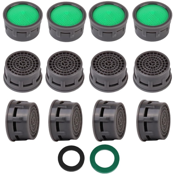 Faucet Aerator, Flow Restrictor Insert, Sink Aerator Replacement Parts for Bathroom or Kitchen Sink Faucet Filter, Fit for Internal and External Thread Faucet Aerators, with Washer (12pcs)