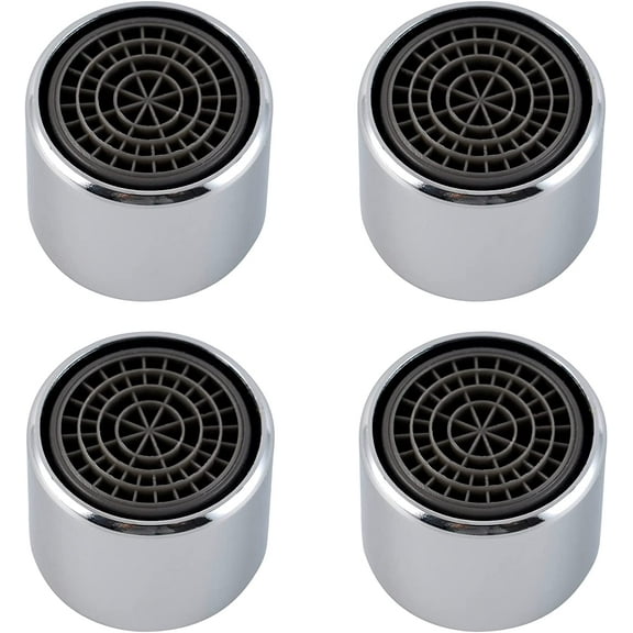 Faucet Aerator Kitchen Sink Aerator Shell with Built-in Filter 55/64 Female Thread Bathroom Faucet Filter Splash-Proof Chrome Finish, 4 Pack