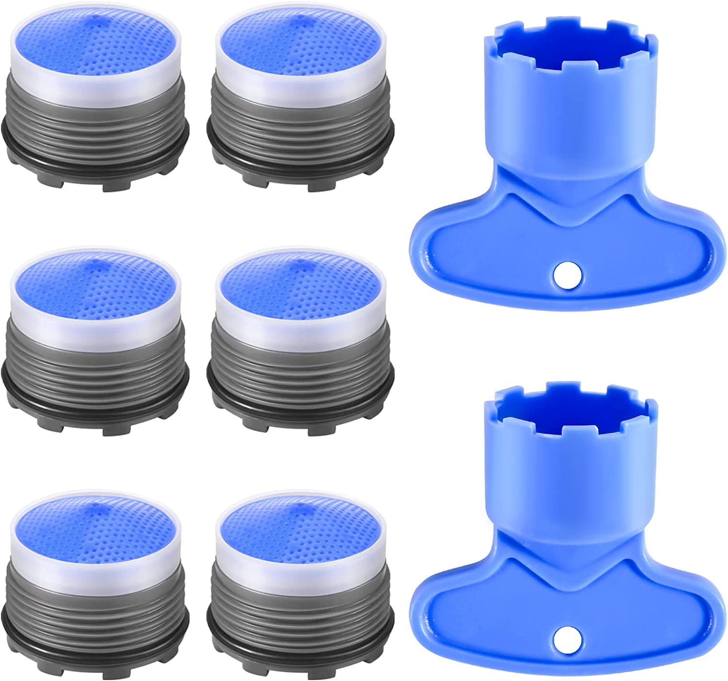 Faucet Aerator M18.5, 6PCS Replacement for Sink Flow Restrictor, Kitchen Bathroom Aerators with Key Removal Wrench Tool