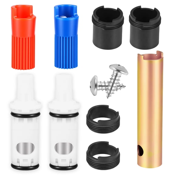 Faucet Cartridge Stem Extension Kit, 1224 Replacement Repair Parts with 97479 Extension Tubes, Retaining Clips, Removal Wrench for 2-Handle Taps