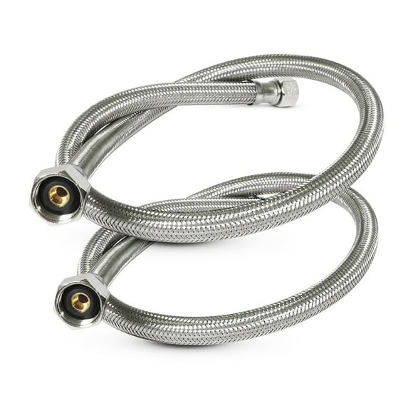 Faucet Connector With 1/2 in. x 3/8 in. Brass Nut, Stainless Steel Faucet Supply Line 20 in. (Pack Of 2)