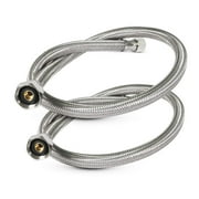 FLEXCRAFT Faucet Connector With 1/2 in. x 3/8 in. Brass Nut, Stainless Steel Faucet Supply Line 12 in. (Pack Of 2)