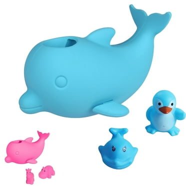 Faucet Cover Bathtub Baby Tub - Bath Spout Cover Silicone Blue Dolphin for Kids, Toddler, Infant