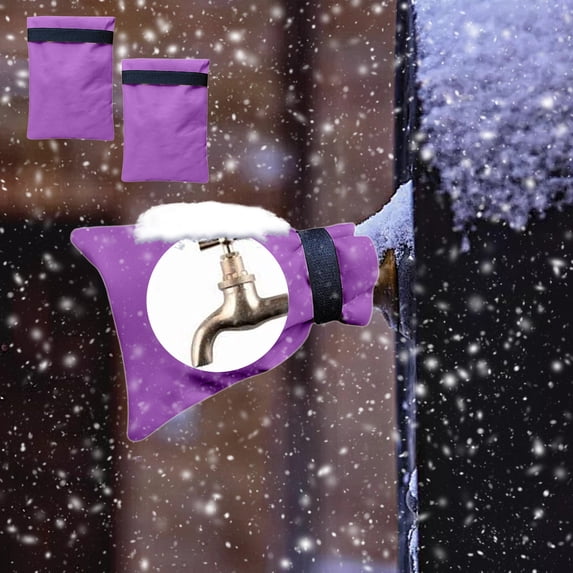 Faucet Cover Outdoor Winter Freeze Proof Insulated Cover,2 Pack Waterproof Reusable Faucet Protector For Garden And Yard For Exterior Faucets(Purple)