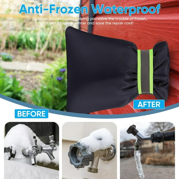 Faucet Cover for Winter, Large Faucet Protector with Hook-and-Loop Straps, Thinsulate Outdoor Spigot Pipe Hose Cover for Freeze Protection, Insulated Waterproof Faucet Sock - 1Pc(7"x5.9")