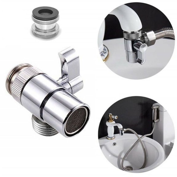 Faucet Diverter Valve M22 x M24 Chroming Copper Sink to Washing Machine Hose Adapter with 1 2 Inch IPS Port Silver 1 Piece-